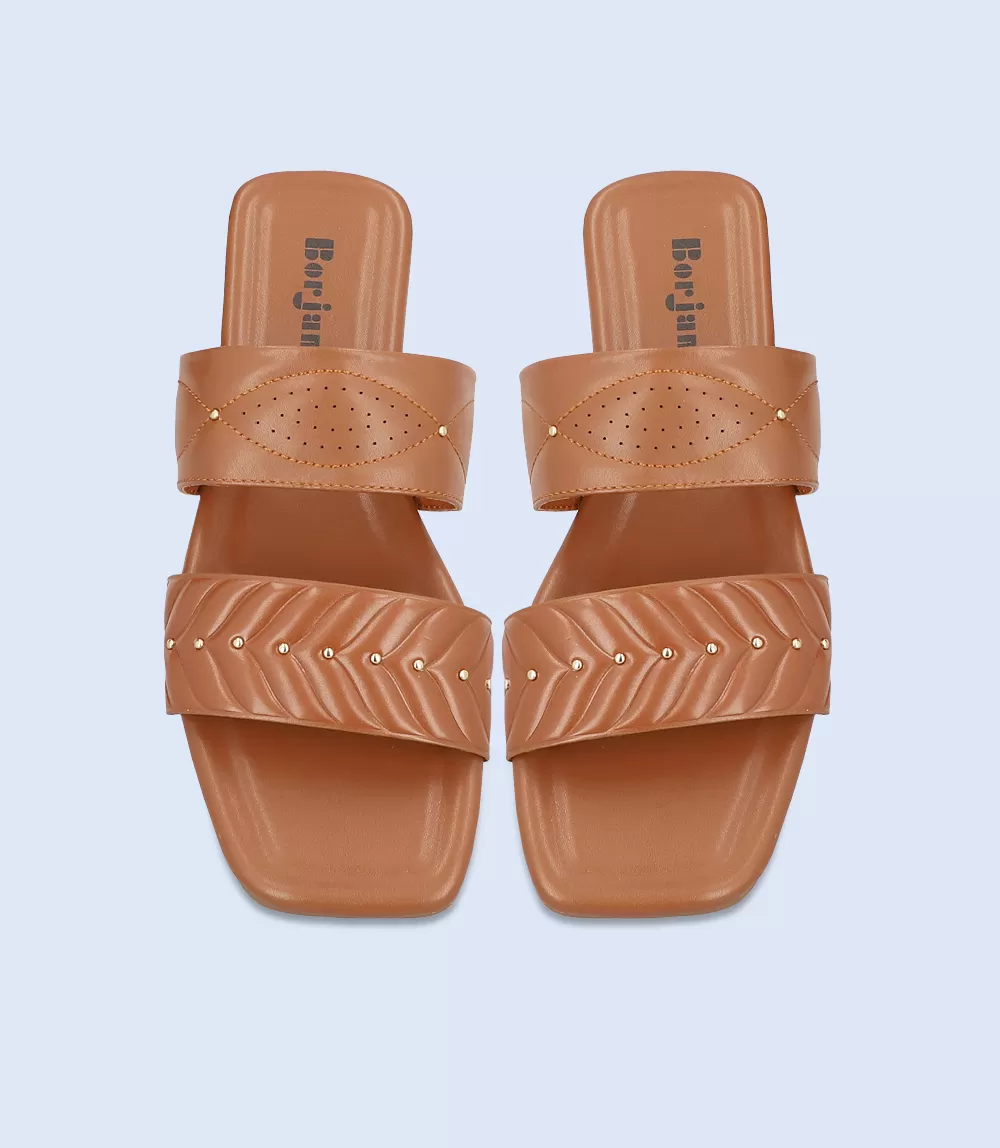 BW7344-TAN-Women Casual Slipper