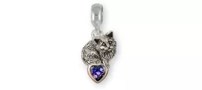 Cat Jewelry Silver And 14k Gold Handmade Cat Charm Slide This Charm Will Fit A Pandora? Slide Bracelet MN4-SPNS