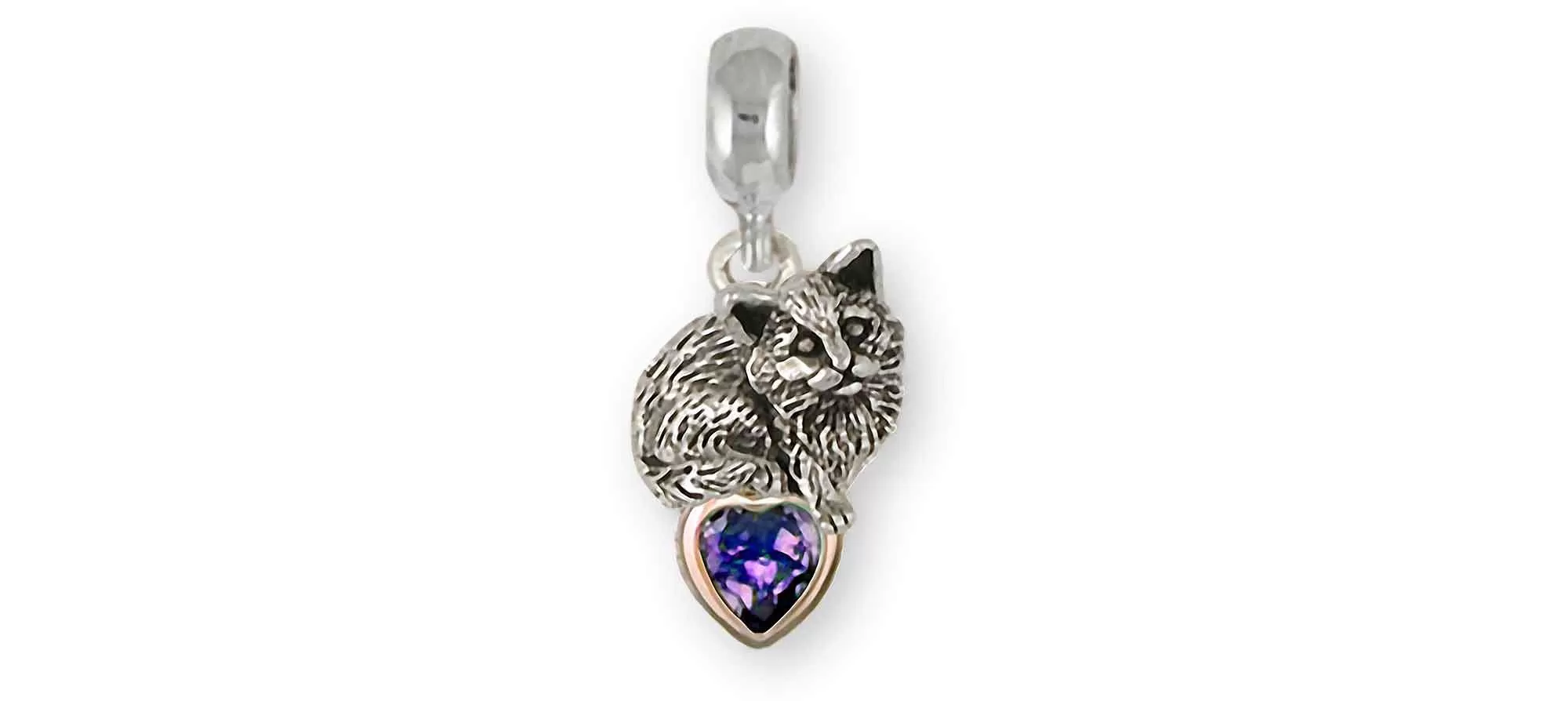 Cat Jewelry Silver And 14k Gold Handmade Cat Charm Slide This Charm Will Fit A Pandora? Slide Bracelet MN4-SPNS