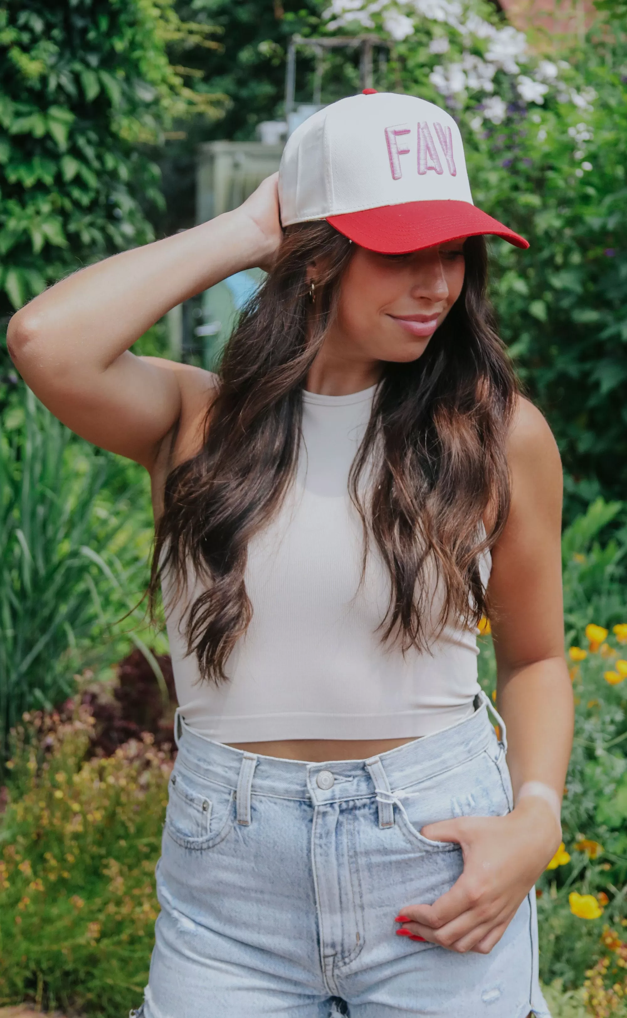 charlie southern: fay trucker hat - red/pink