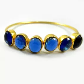 Choose Your Color Stone, Gold Plated Brass Gemstone Adjustable Bangle