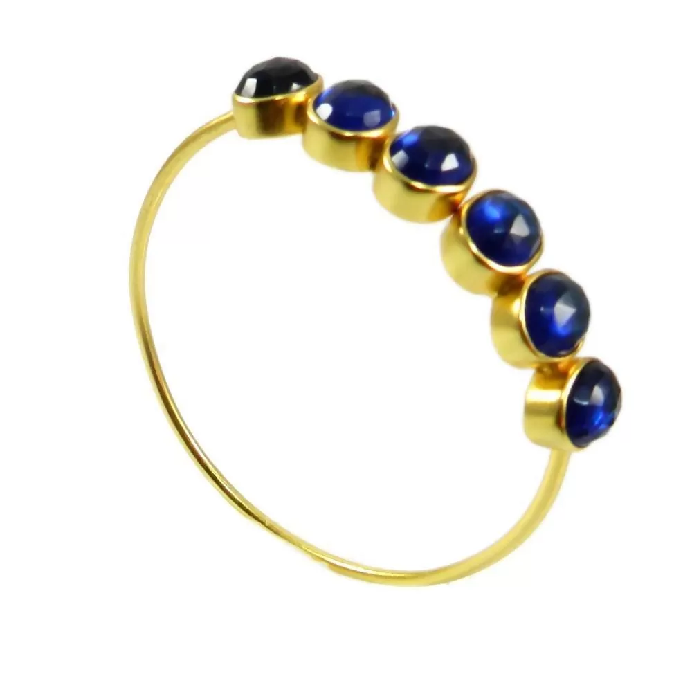 Choose Your Color Stone, Gold Plated Brass Gemstone Adjustable Bangle