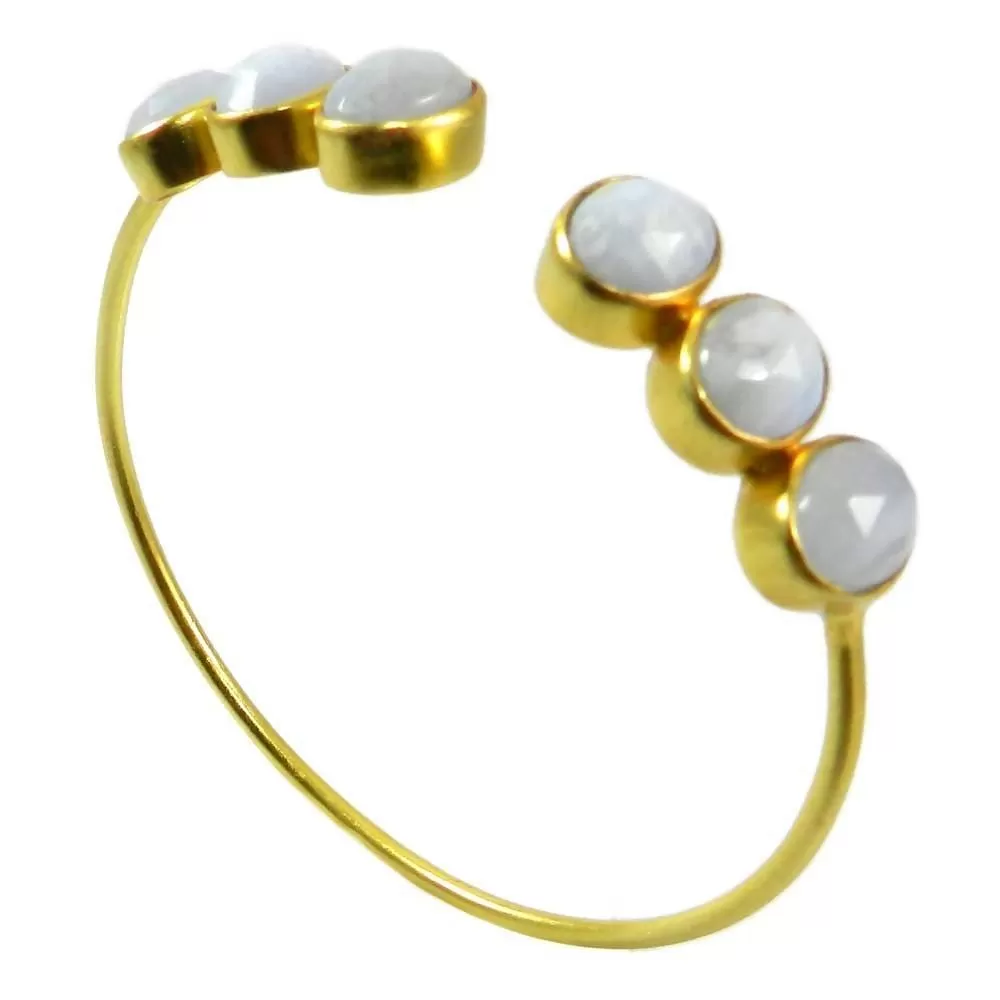 Choose Your Color Stone, Gold Plated Brass Gemstone Adjustable Bangle