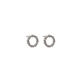 Circular Sterling Silver Earrings with White Cubic Zirconias