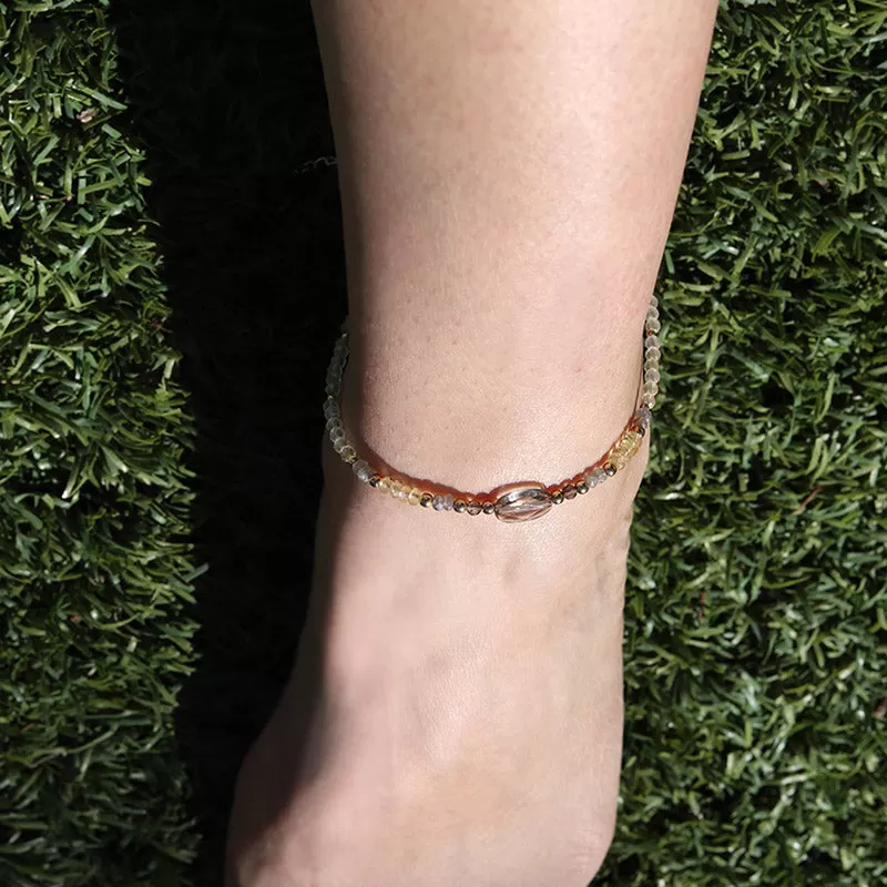 Citrine and Smoky Quartz Luxury Anklet