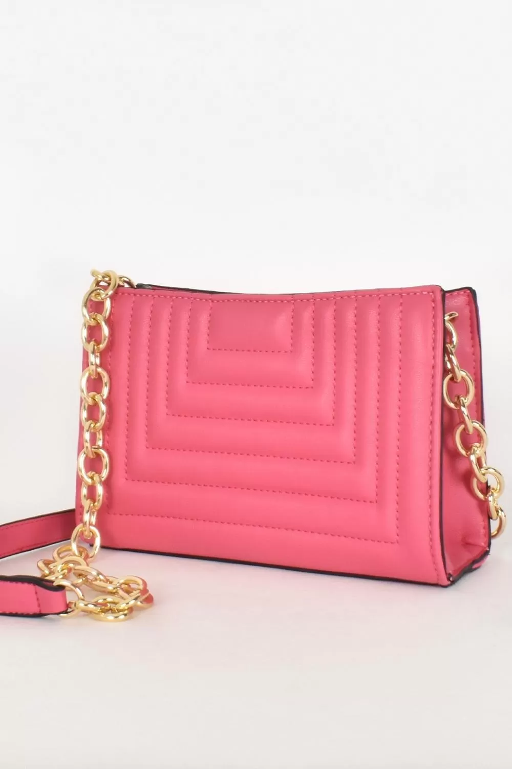 Clara Quilt Patterned Shoulder Bag | Hot Pink