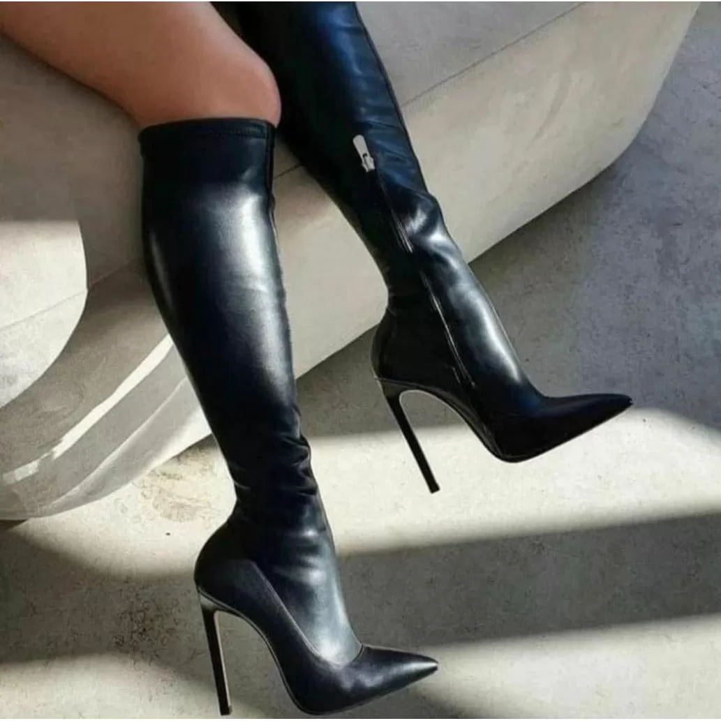 Classy Stiletto Solid Color Boots