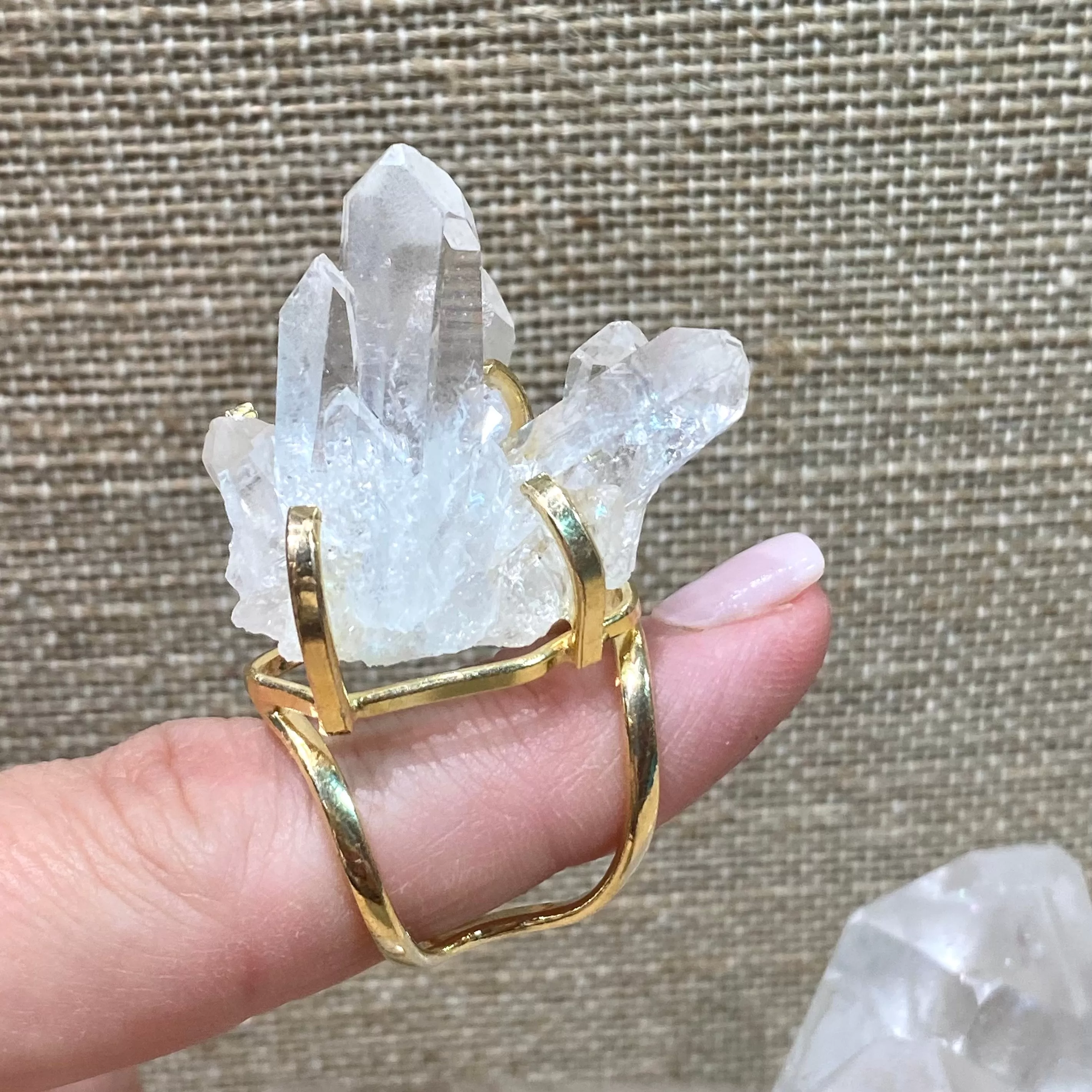 Clear Quartz Cluster Ring #17