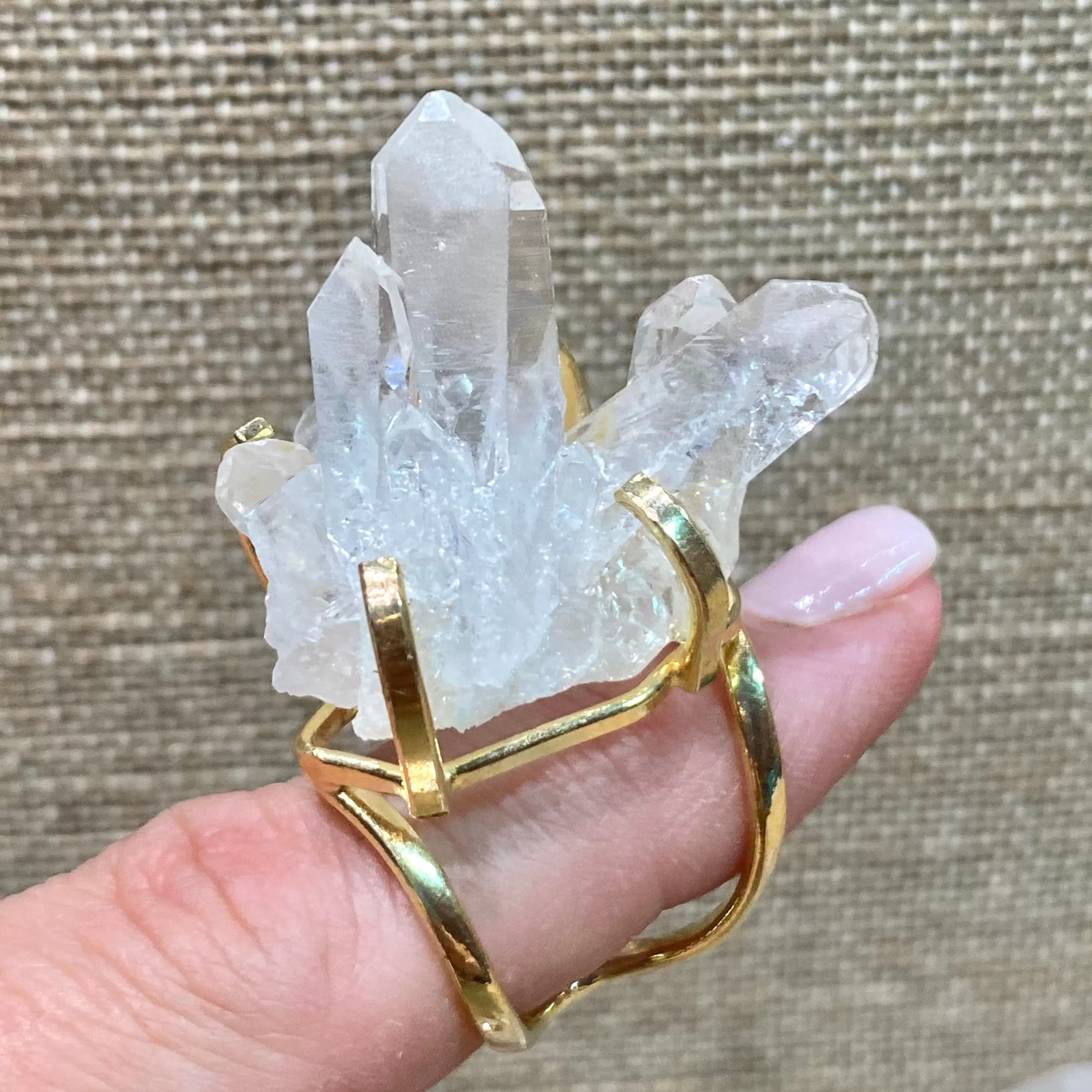 Clear Quartz Cluster Ring #17