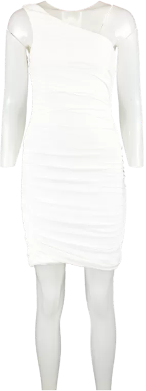 Club L Onyx White Ruched Asymmetric Mini Dress UK 4