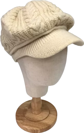 Cream Faux Fur Lined Cable Knit Hat One Size