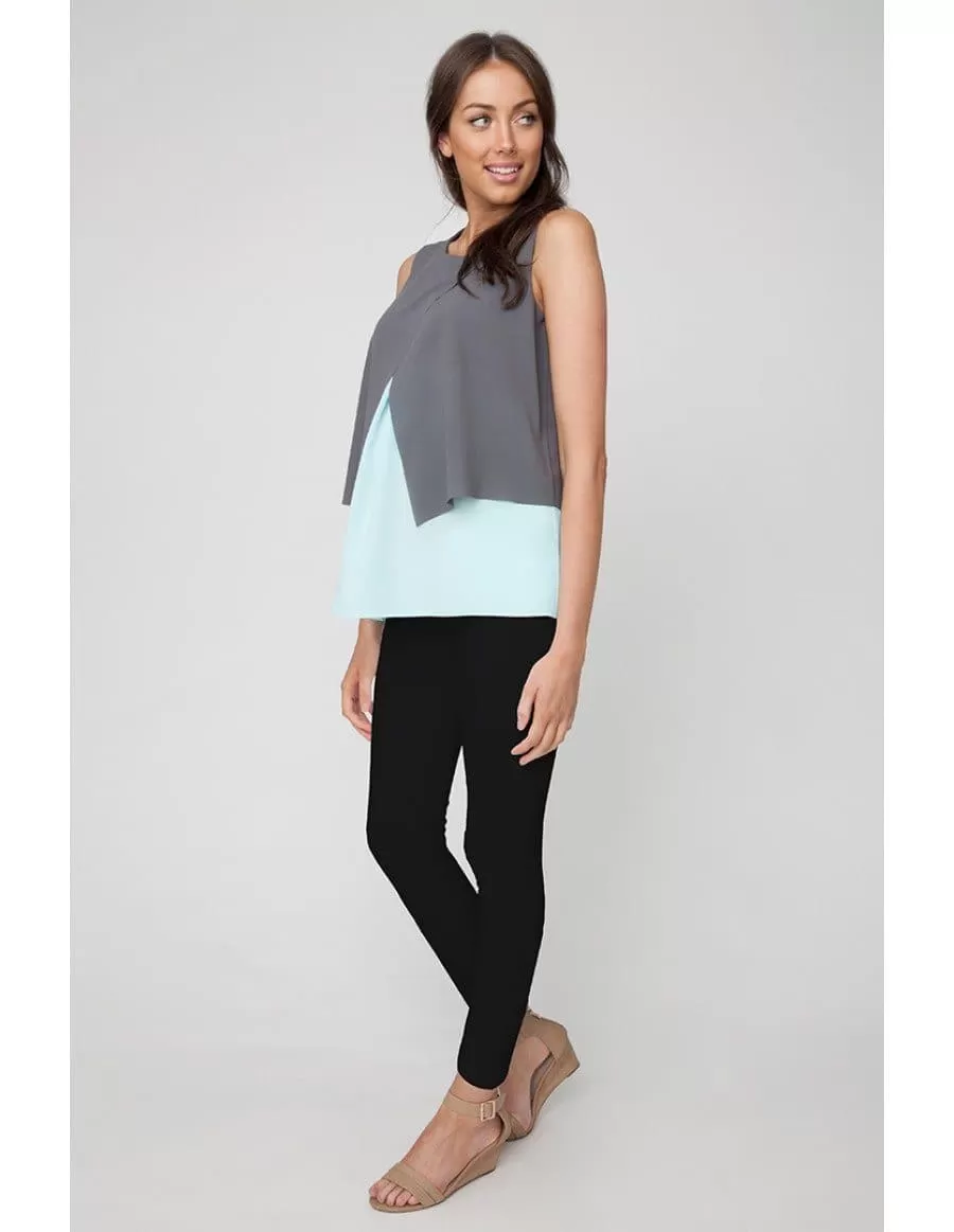 Crossover Nursing Blouse - Jett/Aqua