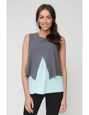 Crossover Nursing Blouse - Jett/Aqua