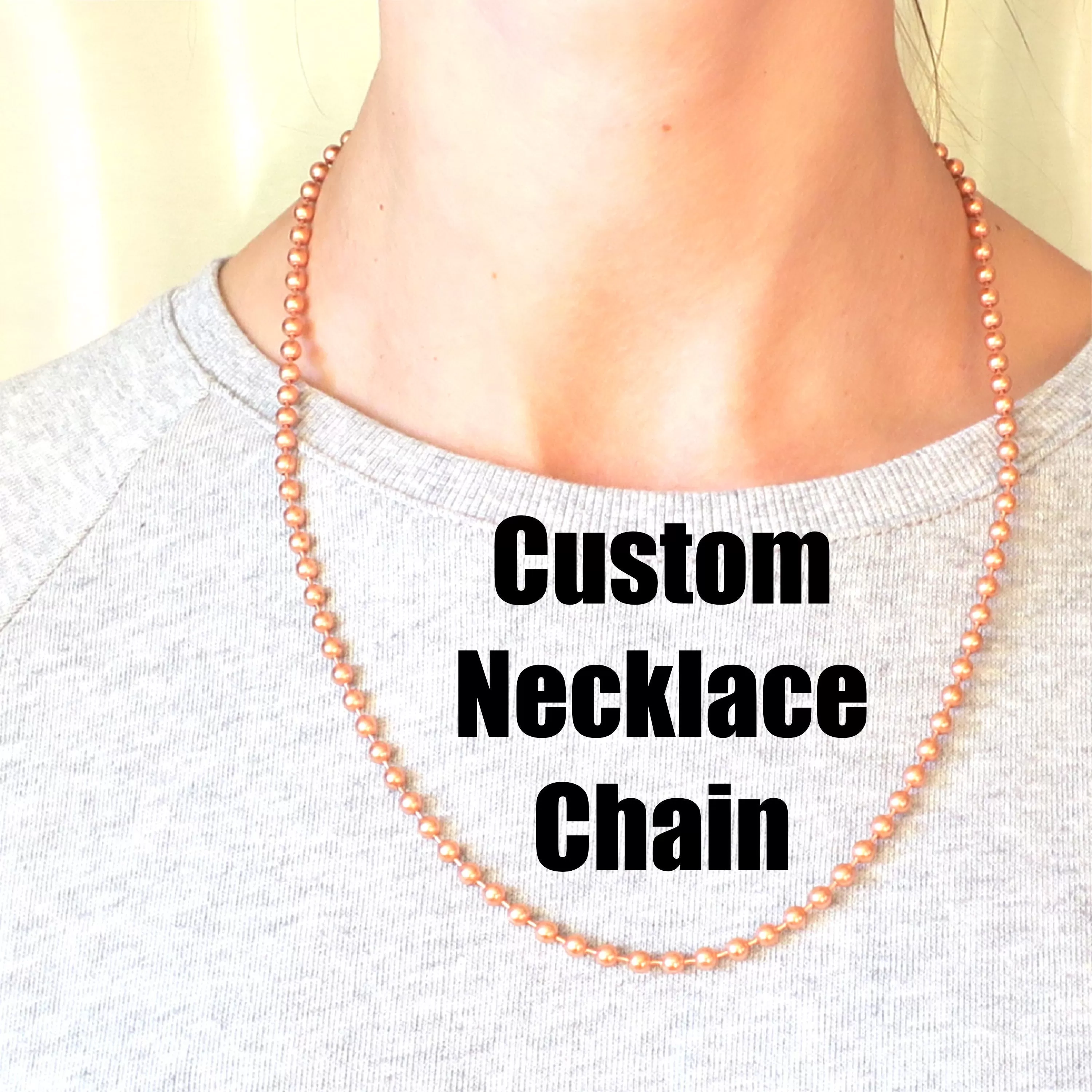 Custom Necklace Chain Solid Copper Bead Chain Necklace NC48M Medium Ball Chain 4.8mm Copper Necklace Chain Custom Sizes