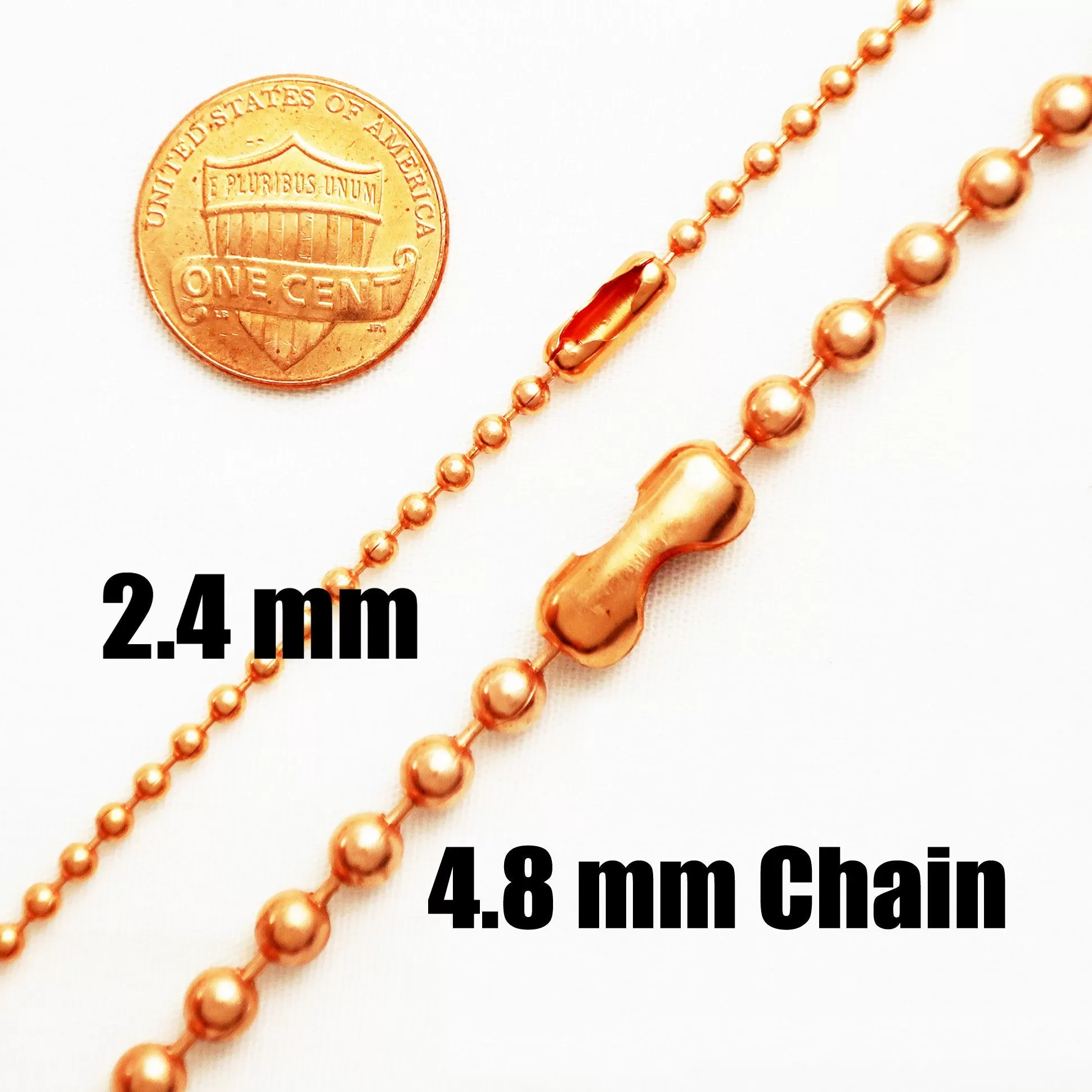 Custom Necklace Chain Solid Copper Bead Chain Necklace NC48M Medium Ball Chain 4.8mm Copper Necklace Chain Custom Sizes