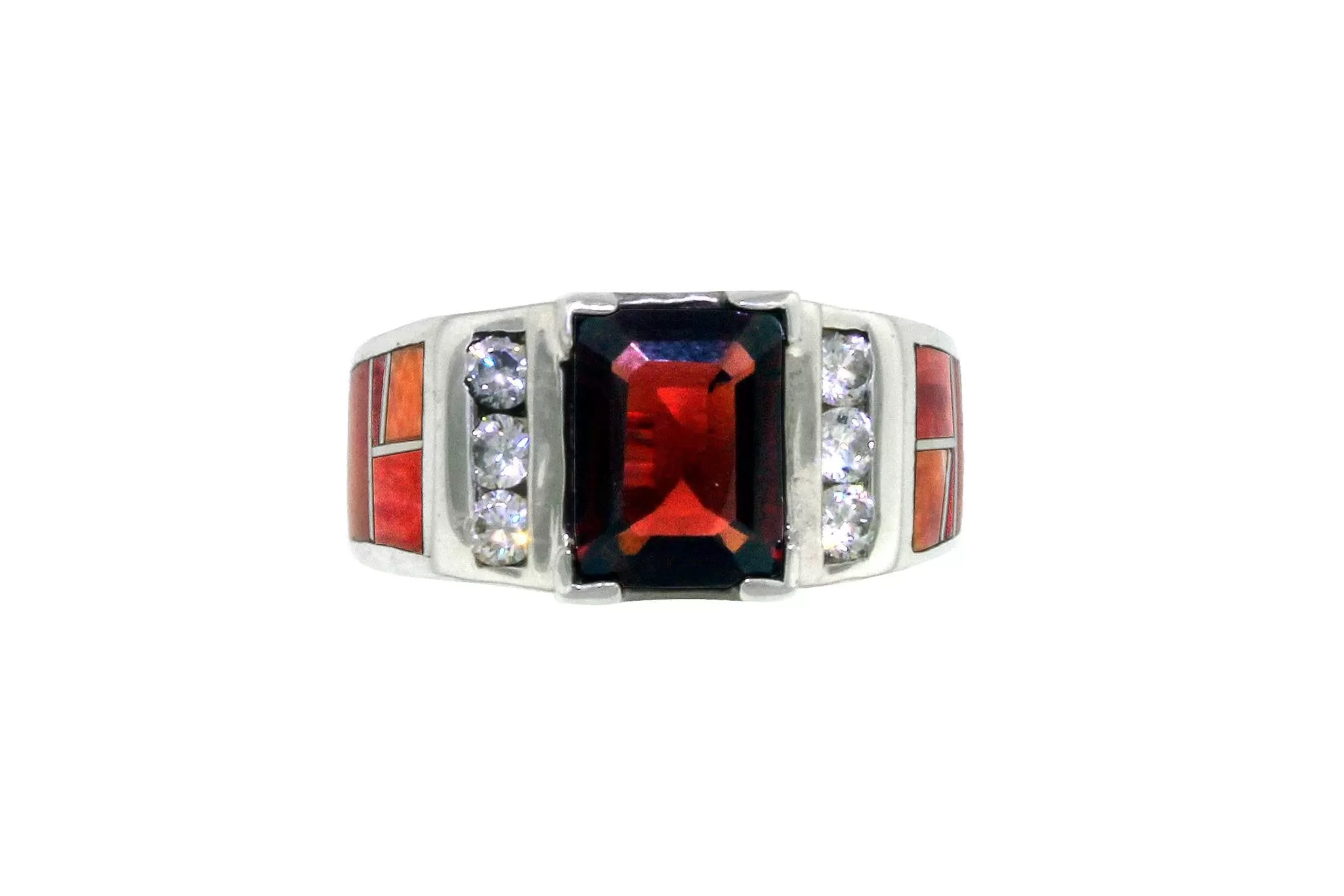 David Rosales Spiny Oyster & Garnet Ring