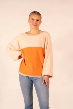 Delightful Beauty Color Block Crew Neck Sweater