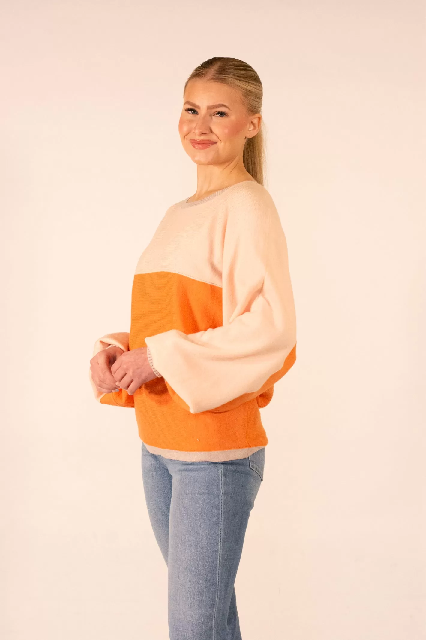 Delightful Beauty Color Block Crew Neck Sweater