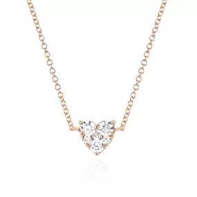 Diamond Cluster Heart Pendant in 14K Rose Gold