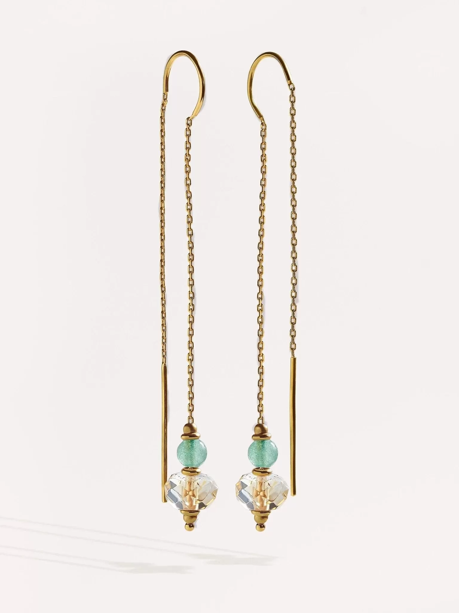 Estelita Gold Stone Chain Earrings