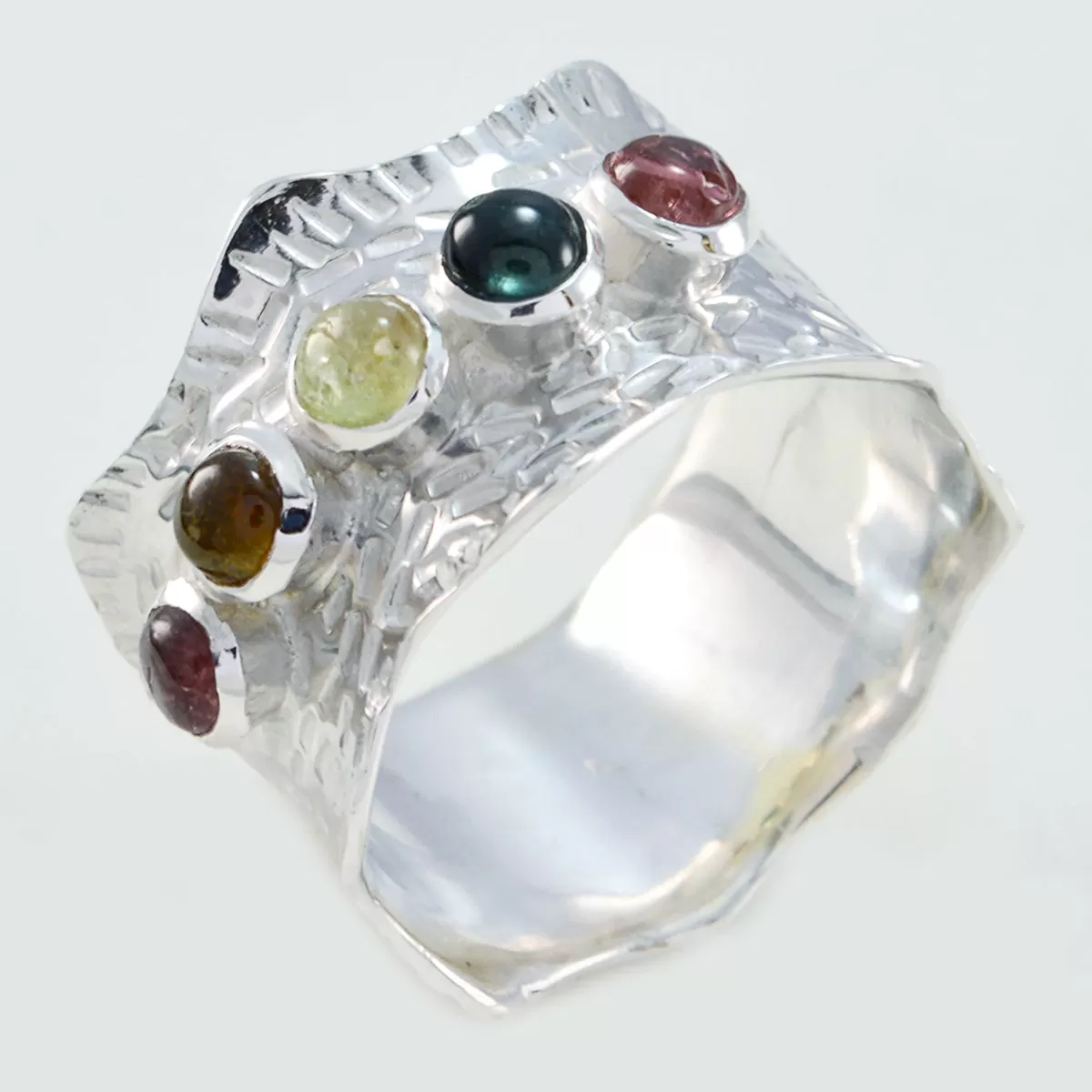 Glamorous Gemstone Multi Stone Sterling Silver Rings Amber Jewelry