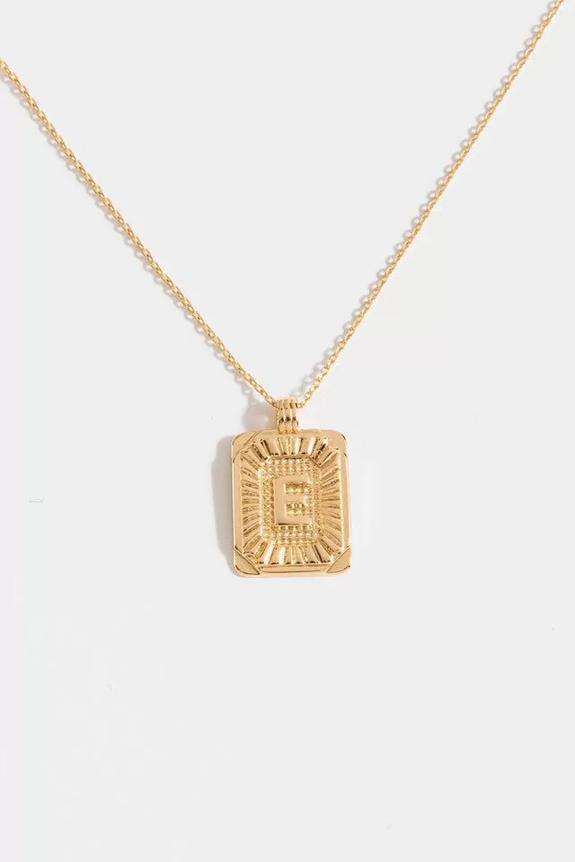 Gold Burst Initial Tag Necklace