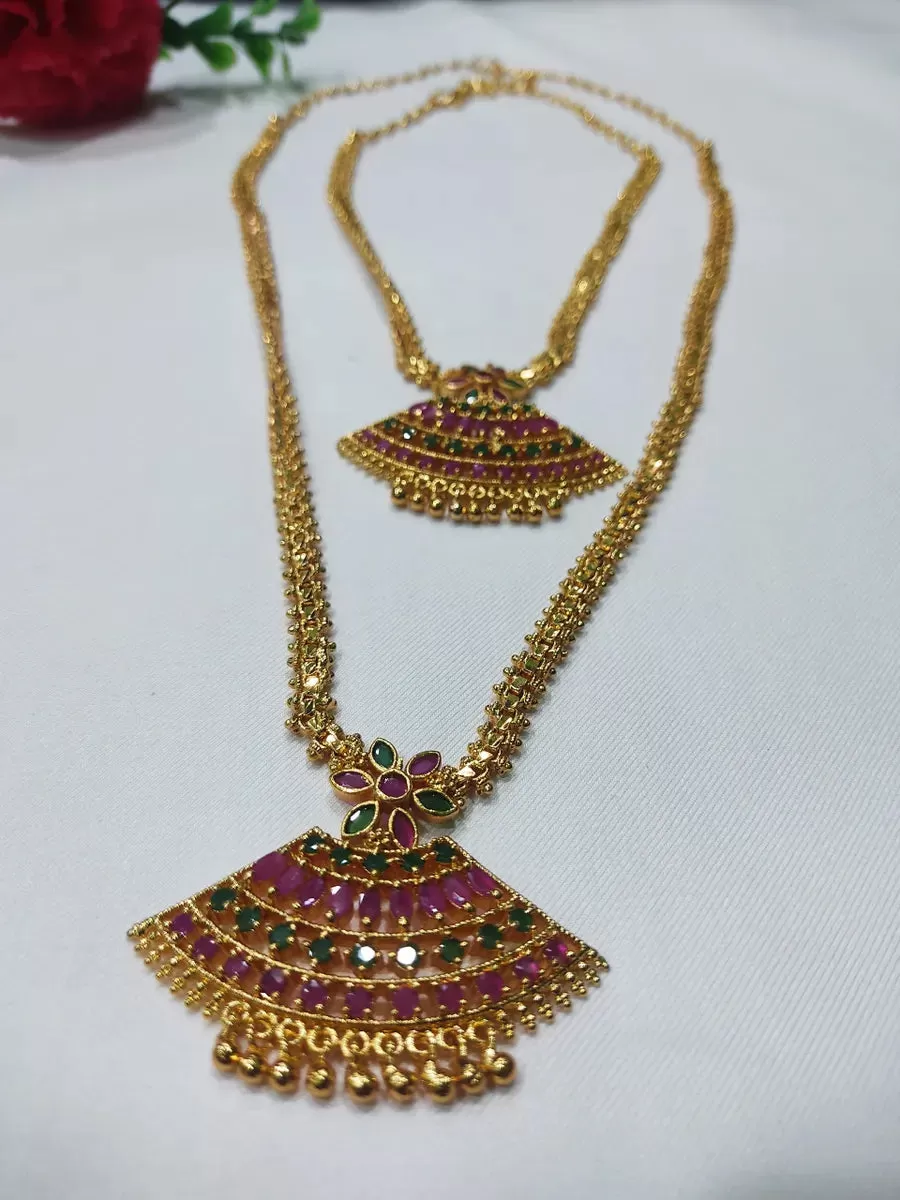 Gold Plated Chain Pendant Set South Indian Daily Wear Jewelry Design