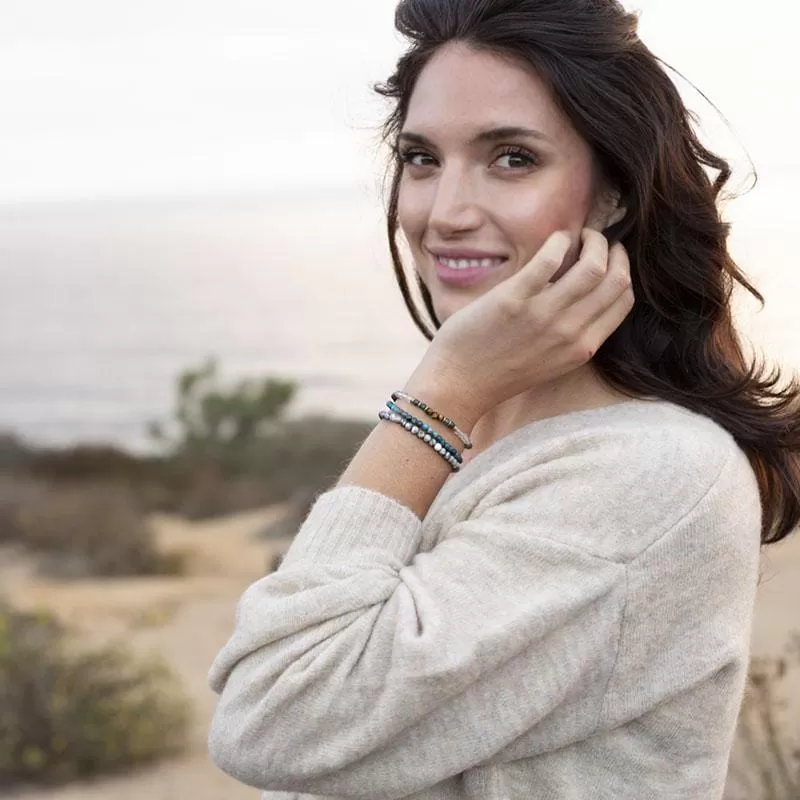 Gratitude and Abundance Apatite, Tigers Eye and Jasper Delicate Bracelet Stack