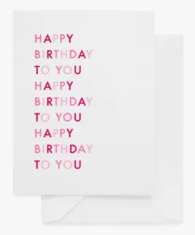 Greeting Card - Happy Birthday To You, Pink