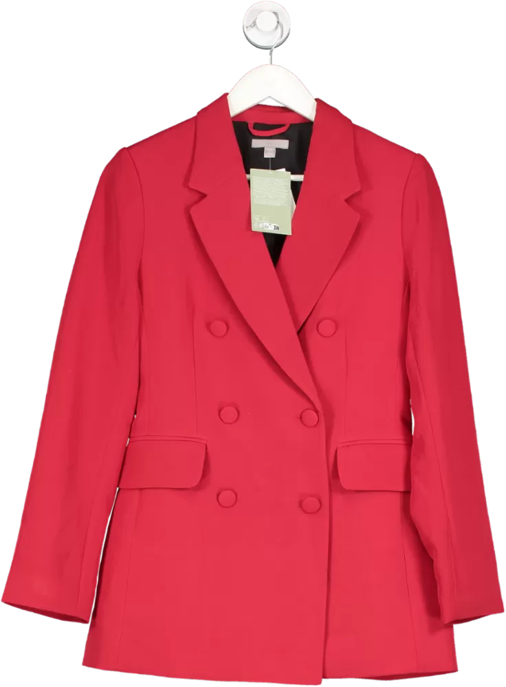 H&M Red Double Breasted Blazer UK 8