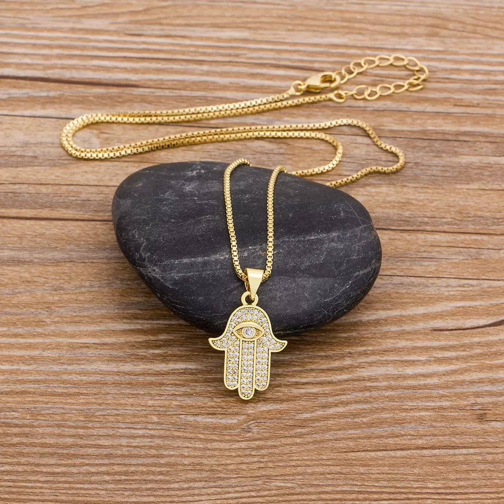 Hamsa Hand of Fatima Pendant Necklace