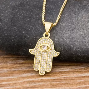 Hamsa Hand of Fatima Pendant Necklace