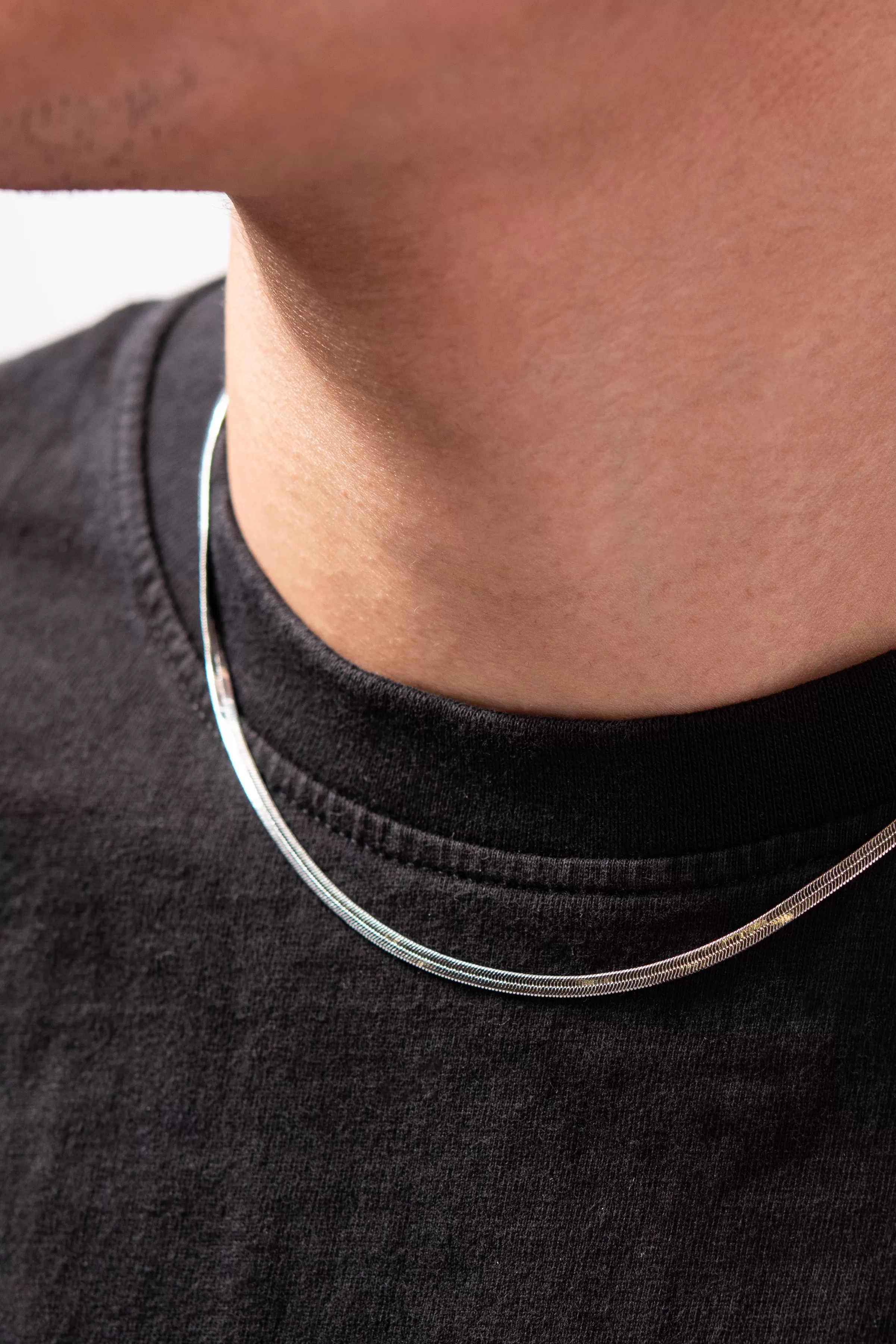 Herringbone Chain Necklace - Silver