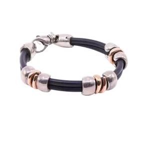 HESTON DESIGNS STERLING SILVER AND 14K ROSE GOLD WRAP BRACELET