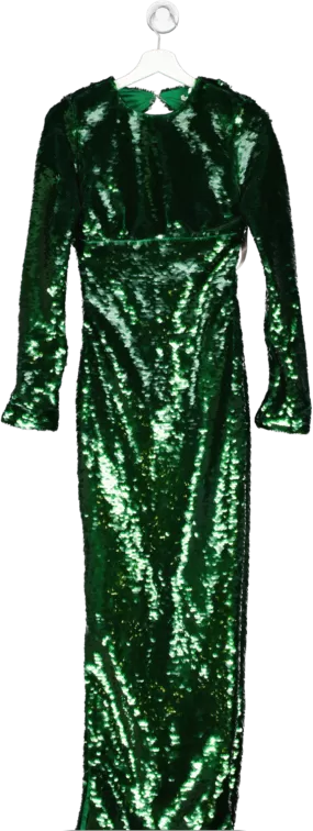 House of CB Belle Sequin Dress Pine Green UK XS