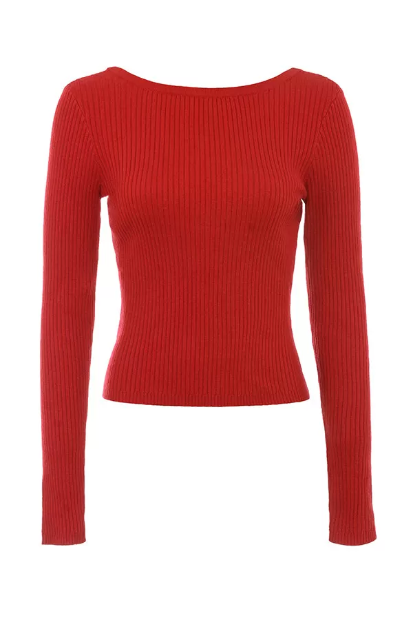 House of CB Red Sula Scarlet Cashmere Blend Bow Sweater UK XS