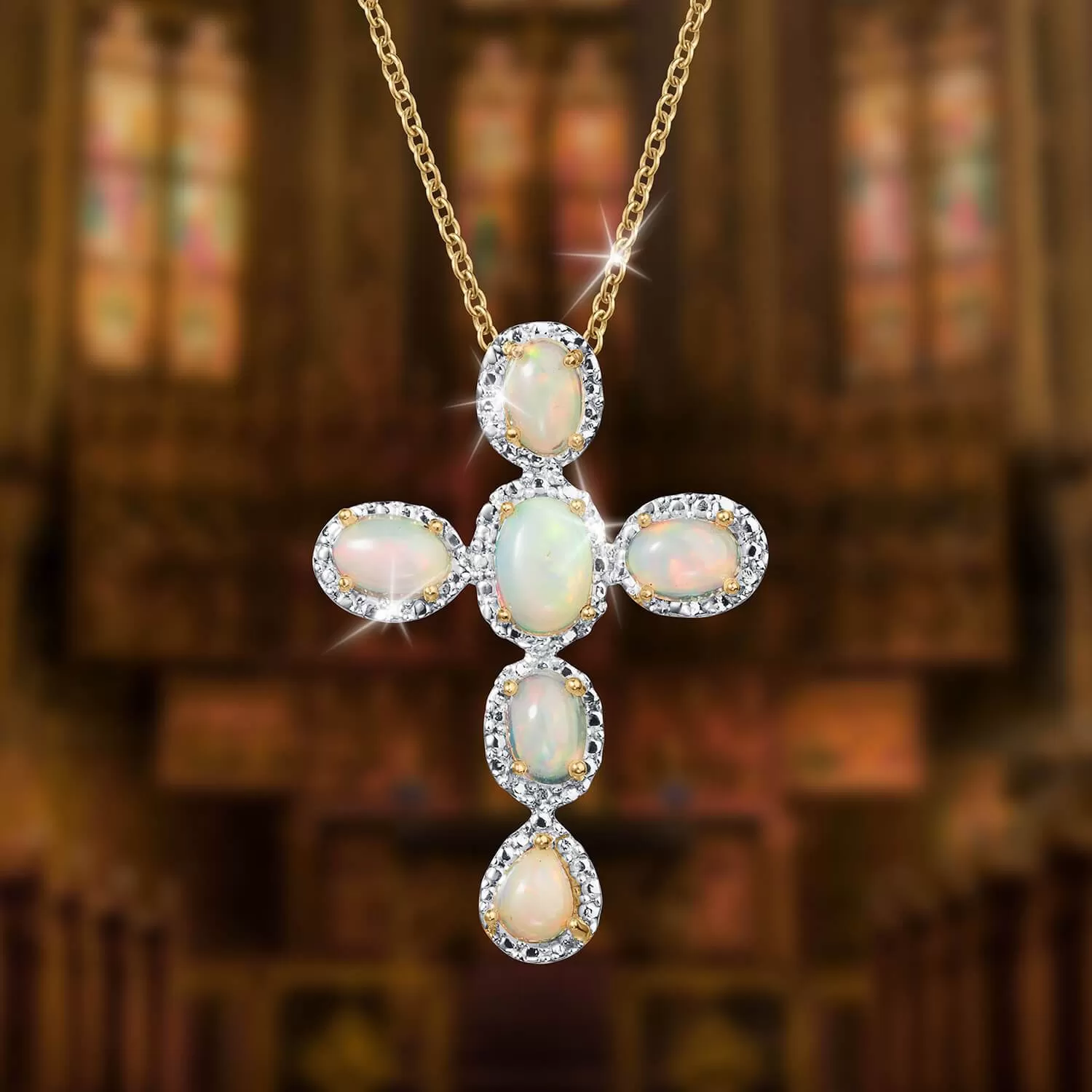 Hypnotica Opal Cross Pendant