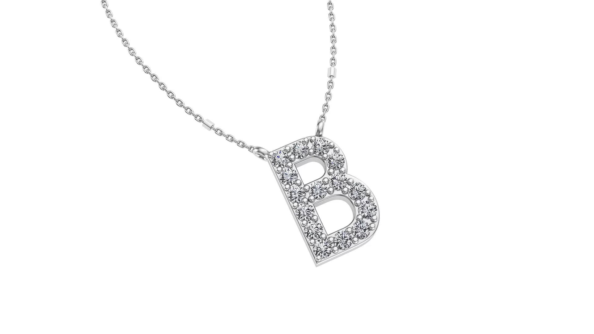 Initial B Diamond Pendant 14K Gold DIP002