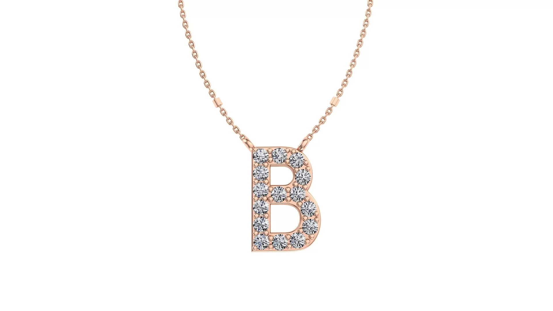 Initial B Diamond Pendant 14K Gold DIP002