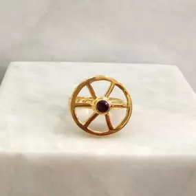 Kalamansi Slice Cocktail Ring with Pink Garnet