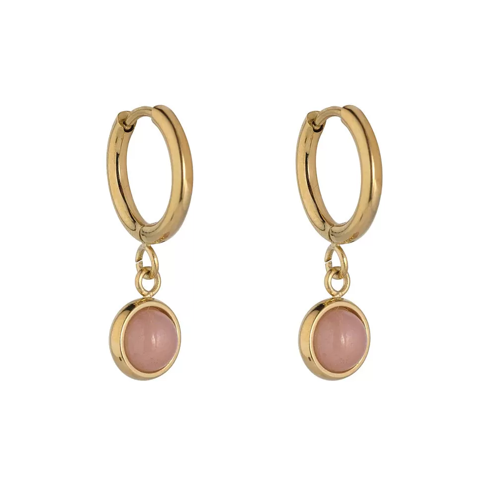 KNIGHT & DAY -  Pink Jade Hoop Earrings