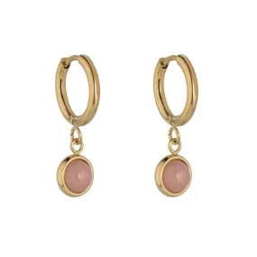 KNIGHT & DAY -  Pink Jade Hoop Earrings