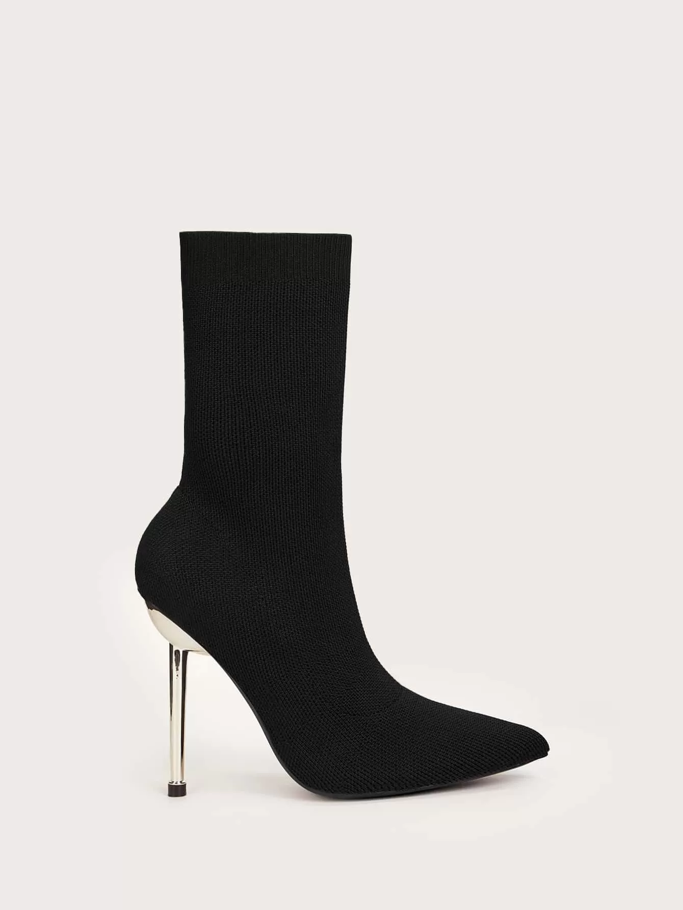 Knit Detail Stiletto Heeled Sandal Boots