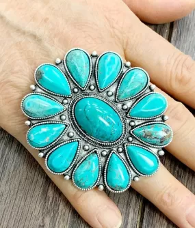 LARGE TURQUOISE SQUASH RING - STYLE #326