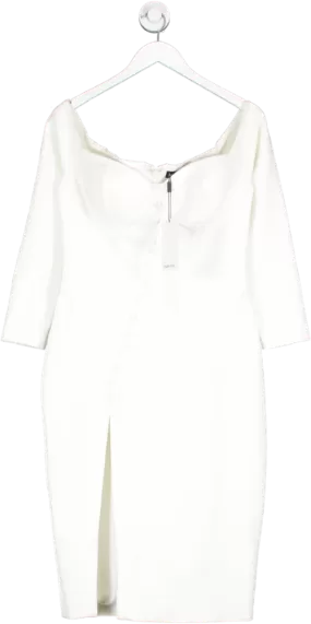 Lavish Alice White Off The Shoulder Buttoned Midi Dress UK 14