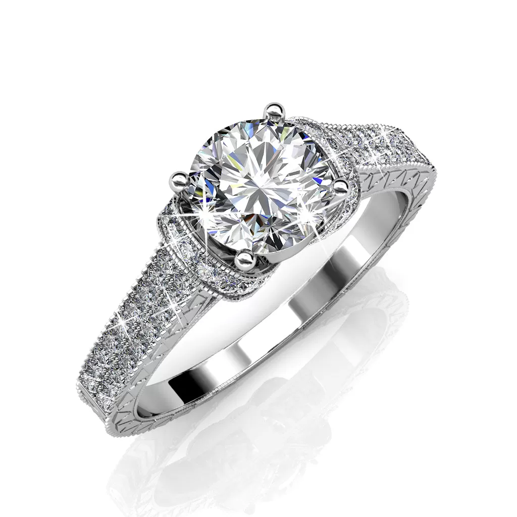 Laya Ruler 18K White Gold Swarovski Ring