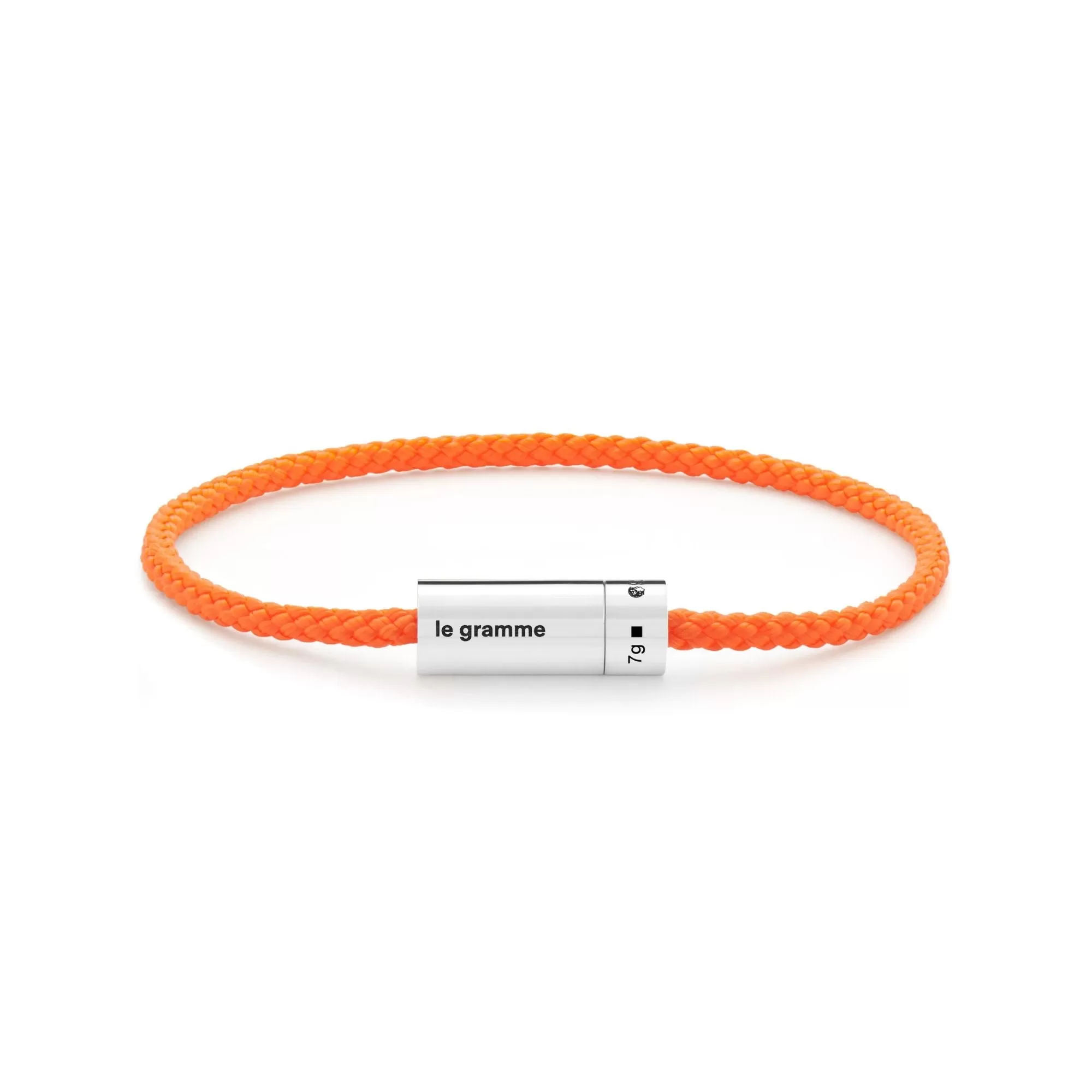 LE GRAMME MEN'S 7G STERLING SILVER ORANGE NATO CABLE BRACELET