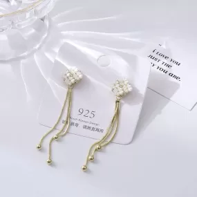 Long Tassel Earrings Women's Simple Golden Silver Color Earrings Party S4265290