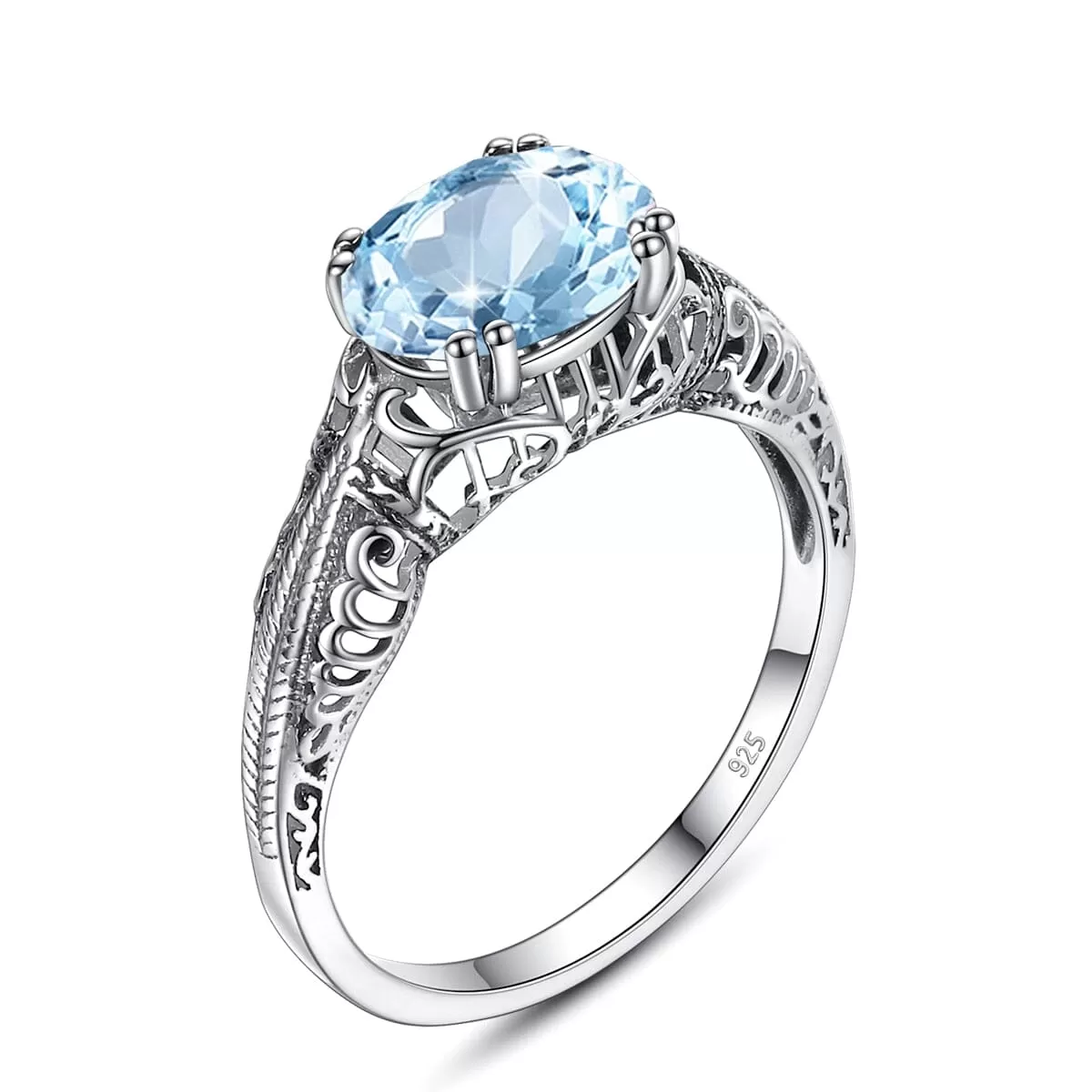 Luxury Big Oval Vintage Aquamarine Ring