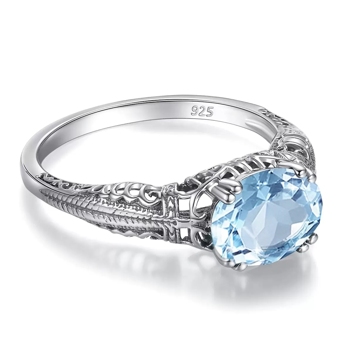 Luxury Big Oval Vintage Aquamarine Ring